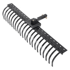 Tow Behind Landscape Rake, 1.5m Tow Dethatcher with 21 Steel Coil Tines, Lawn Dethatcher Rake Attaches to 1.2m or 15m Toolbars and 3-point Suspension Systems, for Leaves, Pine Needles, and Grass