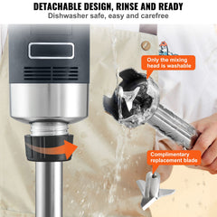 Commercial Immersion Blender, 750W 12" Heavy Duty Hand Mixer, Variable Speed Kitchen Stick Mixer with 304 Stainless Steel Blade, Multi-Purpose Portable Mixer for Soup, Smoothie, Puree, Baby Food