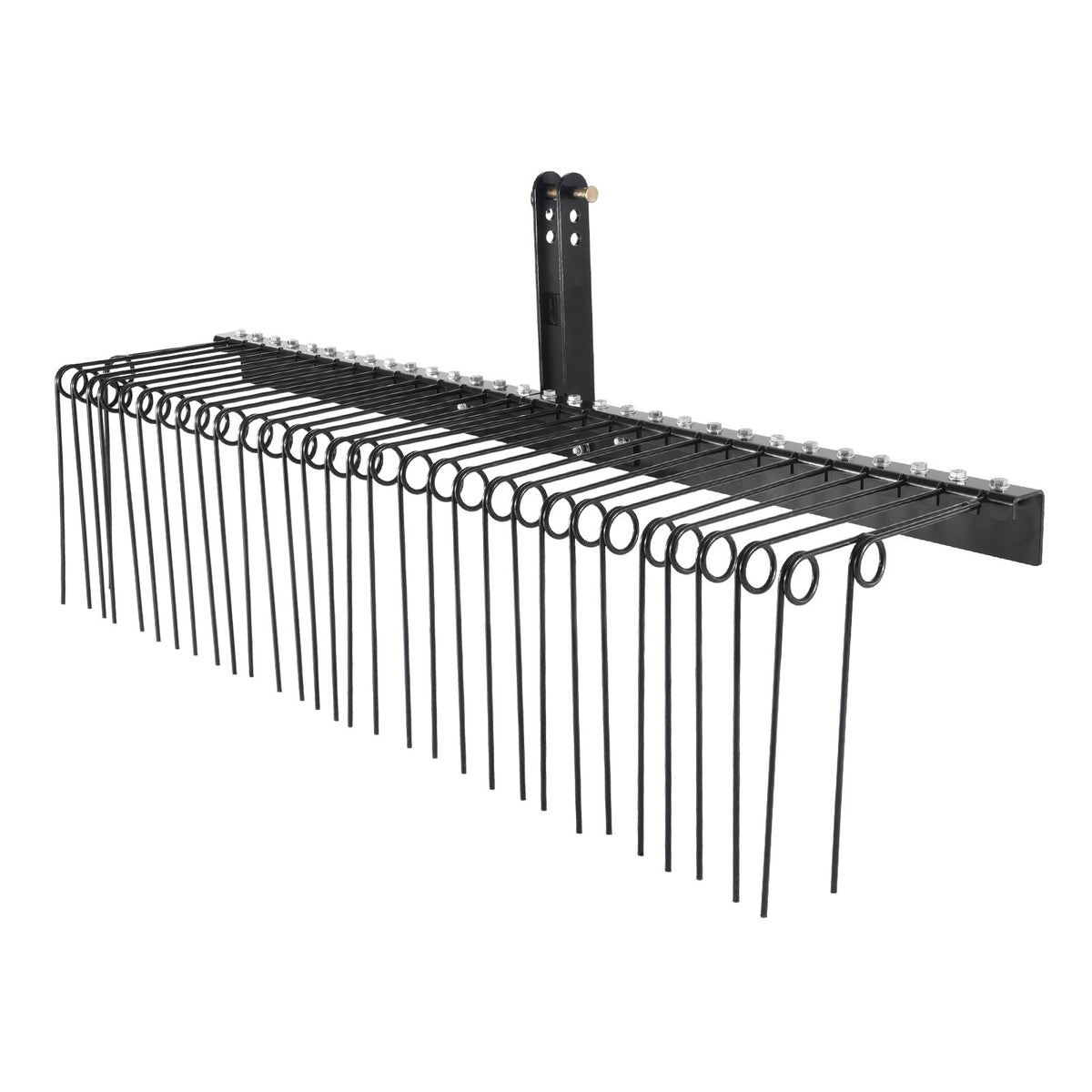 Tow Behind Landscape Rake, 1.8m Tow Dethatcher with 32 Steel Tines, Lawn Dethatcher Rake Attaches to Category 1, 3 Point Hitch for Tractor, for Leaves, Pine Needles, Straw, and Grass