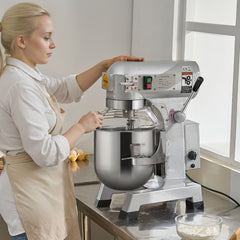 Commercial Food Mixer, 10L Commercial Stand Mixer with 3 Adjustable Speeds, 550W Dough Mixer with Stainless Steel Bowl and 3 Mixing Attachments, Ideal for Restaurant, Bakery, Pastry shop, Cafe