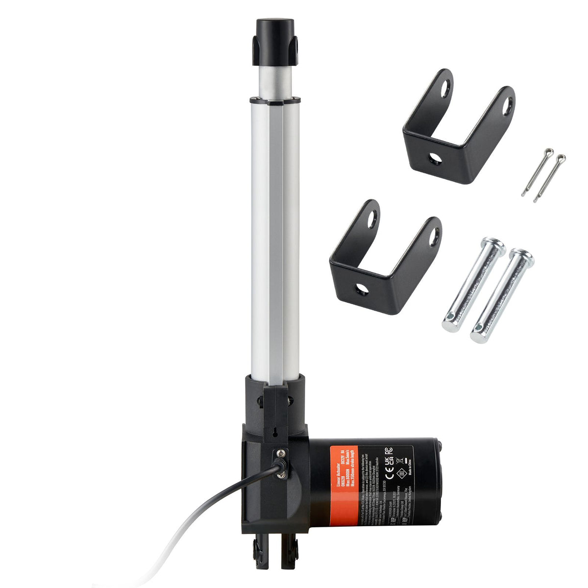 Linear Actuator 12V, 8 Inch Heavy Duty 1320lbs/6000N Linear Actuator, 0.19"/s Linear Motion Actuator with Mounting Bracket & IP44 Protection for Electric Door Industrial Machinery Vessels Cargo