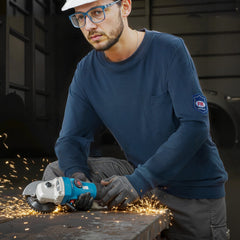 FR Shirts, Flame Resistant Long Sleeve Clothing Lightweight 7 oz Breathable Cotton, Men's Fire Retardant Work Shirt with Pre-shrink Treatment & Pocket, for Welders,Electricians,Navy Blue 2XL