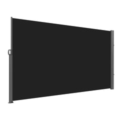 Retractable Side Awning, 160X300cm Aluminum Outdoor Privacy Screen, 280g Polyester Water-proof Retractable Patio Screen, UV 30+ Room Divider Wind Screen for Patio, Backyard, Balcony, Black
