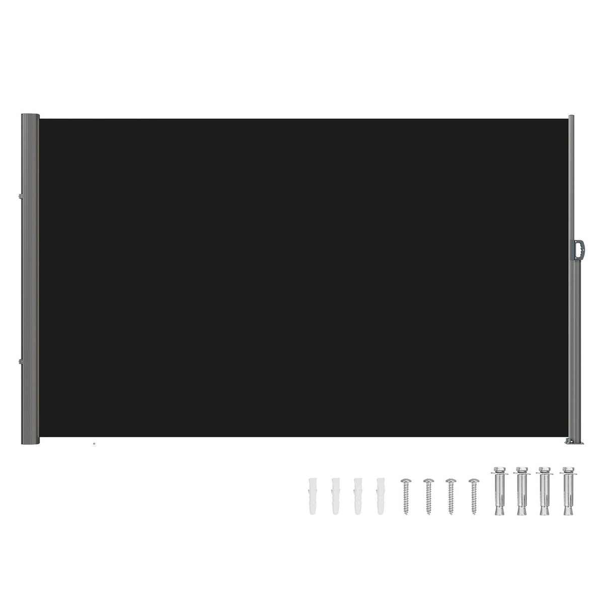Retractable Side Awning, 160X300cm Aluminum Outdoor Privacy Screen, 280g Polyester Water-proof Retractable Patio Screen, UV 30+ Room Divider Wind Screen for Patio, Backyard, Balcony, Black