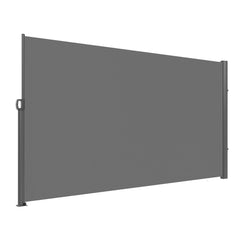 Retractable Side Awning, 180X300cm Aluminum Outdoor Privacy Screen, 280g Polyester Water-proof Retractable Patio Screen, UV 30+ Room Divider Wind Screen for Patio, Backyard, Balcony, Gray