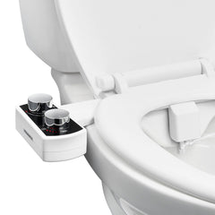 Bidet Attachment for Toilet, Non-Electric Bidet Toilet Seat Attachment - Dual Retractable Nozzles, Adjustable Water Pressure,  Easily Installed Cold Water Sprayer for Rear Feminine Wash, White