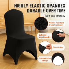 50 PCS Black Chair Covers Polyester Spandex Stretch Wedding Party Banquet