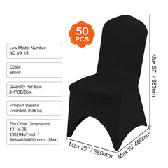 50 PCS Black Chair Covers Polyester Spandex Stretch Wedding Party Banquet