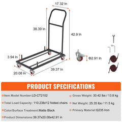12 Chairs Folding Chair Storage Dolly Folding Chairs Rack Heavy Duty Iron
