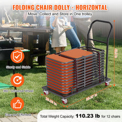 12 Chairs Folding Chair Storage Dolly Folding Chairs Rack Heavy Duty Iron