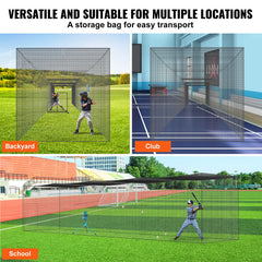 Baseball Batting Netting, Professional Softball Baseball Batting Hitting Training Net, Practice Portable Pitching Cage Net with Door & Carry Bag, Heavy Duty Enclosed PE Netting,1676CM (NET ONLY)