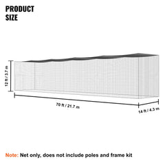 Baseball Batting Netting, Professional Softball Baseball Batting Hitting Training Net, Practice Portable Pitching Cage Net with Door & Carry Bag, Heavy Duty Enclosed PE Netting,2133CM (NET ONLY)