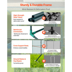 Crop Cage, 3.56 x 1.2 x 1.94 m Plant Protection Tent with Zippered Door, Wind-Resistant Tall Crop Cage, Easy to Install, Outdoor Raised Bed Cover, Tomato Plant Netting for Garden Patio Lawn