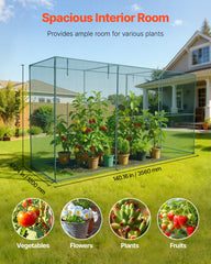 Crop Cage, 3.56 x 1.2 x 1.94 m Plant Protection Tent with Zippered Door, Wind-Resistant Tall Crop Cage, Easy to Install, Outdoor Raised Bed Cover, Tomato Plant Netting for Garden Patio Lawn