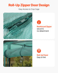 Crop Cage, 3.56 x 1.2 x 1.94 m Plant Protection Tent with Zippered Door, Wind-Resistant Tall Crop Cage, Easy to Install, Outdoor Raised Bed Cover, Tomato Plant Netting for Garden Patio Lawn