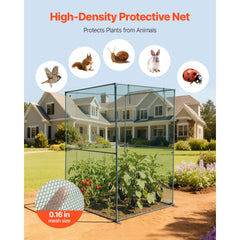 Crop Cage, 1.2 x 1.2 x 1.8 m Plant Protection Tent with Zippered Door, Wind-Resistant Tall Crop Cage, Easy to Install, Outdoor Raised Bed Cover, Tomato Plant Netting for Garden Patio Lawn