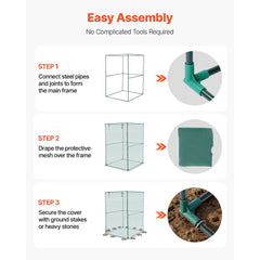 Crop Cage, 1.2 x 1.2 x 1.8 m Plant Protection Tent with Zippered Door, Wind-Resistant Tall Crop Cage, Easy to Install, Outdoor Raised Bed Cover, Tomato Plant Netting for Garden Patio Lawn