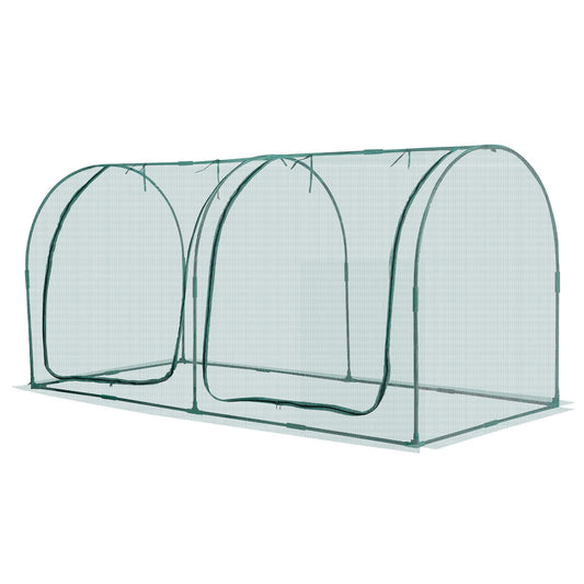 Crop Cage, 2.48 x 1.2 x 1.2 m Plant Protection Tent with Zippered Door, Wind-Resistant Tall Crop Cage, Easy to Install, Outdoor Raised Bed Cover with Frame, Plant Netting for Garden Patio Lawn