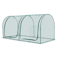 Crop Cage, 2.48 x 1.2 x 1.2 m Plant Protection Tent with Zippered Door, Wind-Resistant Tall Crop Cage, Easy to Install, Outdoor Raised Bed Cover with Frame, Plant Netting for Garden Patio Lawn