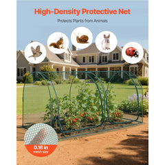Crop Cage, 2.48 x 1.2 x 1.2 m Plant Protection Tent with Zippered Door, Wind-Resistant Tall Crop Cage, Easy to Install, Outdoor Raised Bed Cover with Frame, Plant Netting for Garden Patio Lawn