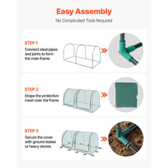 Crop Cage, 2.48 x 1.2 x 1.2 m Plant Protection Tent with Zippered Door, Wind-Resistant Tall Crop Cage, Easy to Install, Outdoor Raised Bed Cover with Frame, Plant Netting for Garden Patio Lawn