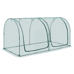 Crop Cage, 2.48 x 1.2 x 1.2 m Plant Protection Tent with Zippered Door, Wind-Resistant Tall Crop Cage, Easy to Install, Outdoor Raised Bed Cover with Frame, Plant Netting for Garden Patio Lawn