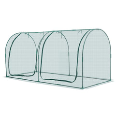 Crop Cage, 2.48 x 1.2 x 1.2 m Plant Protection Tent with Zippered Door, Wind-Resistant Tall Crop Cage, Easy to Install, Outdoor Raised Bed Cover with Frame, Plant Netting for Garden Patio Lawn