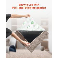 Carpet Tiles 457x457 mm, 10 Pack Carpet Square Rug Detachable & Damage-free, Self Adhesive Home Floor Soft Plush Padded for 2.1㎡ Coverage, Easy DIY for Living Room & Bedroom, Light Brown