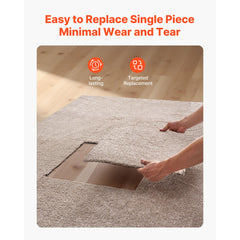 Carpet Tiles 457x457 mm, 10 Pack Carpet Square Rug Detachable & Damage-free, Self Adhesive Home Floor Soft Plush Padded for 2.1㎡ Coverage, Easy DIY for Living Room & Bedroom, Light Brown
