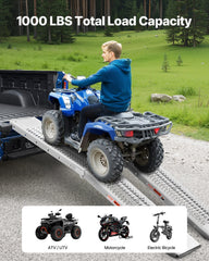 Steel Ramps, 1000 lbs, 2Pcs Heavy-duty Ramps with Wider Ramp Surface, Universal Stable Loading Ramp with Handles, Fit for ATV, UTV, Motorcycle, Electric Bicycle, etc.