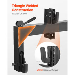 3-Point Quick Hitch with 2 in Receiver, 3000 Lbs Lift Capacity, 3-Pt Hitch with 5 Level Adjustable Bolt, Adaptation to Category 1 & 2 Tractor, Heavy Duty 3 Point Attachments, Black