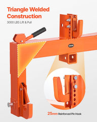 3-Point Quick Hitch with 2 in Receiver, 3000 Lbs Lift Capacity, 3-Pt Hitch with 5 Level Adjustable Bolt, Adaptation to Category 1 & 2 Tractor, Heavy Duty 3 Point Attachments, Orange