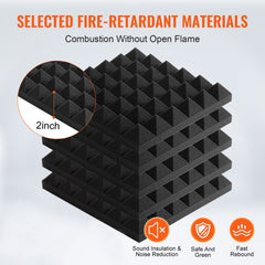 Acoustic Foam Panels 48 Pack 12 x 12 x 2 in Adhesive for Wall Ceiling