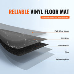 Self Adhesive Vinyl Floor Tiles 12 x 12 inch, 50 Tiles 1.5mm Thick Peel & Stick, Black Marble Texture DIY Flooring for Kitchen, Dining Room, Bedrooms & Bathrooms, Easy for Home Decor
