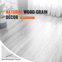 Self Adhesive Vinyl Floor Tiles 36 x 6 inch, 36 Tiles 2.5mm Thick Peel & Stick, Light Gray Wood Grain DIY Flooring for Kitchen, Dining Room, Bedrooms & Bathrooms, Easy for Home Decor