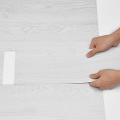 Self Adhesive Vinyl Floor Tiles 36 x 6 inch, 36 Tiles 2.5mm Thick Peel & Stick, Light Gray Wood Grain DIY Flooring for Kitchen, Dining Room, Bedrooms & Bathrooms, Easy for Home Decor