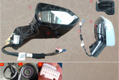 1 x Black LH 10 +1 Wire 2022 and before Great Wall Haval H6 Edition Electric Folding Steering Car Rearview Assembly Exterior Mirrors