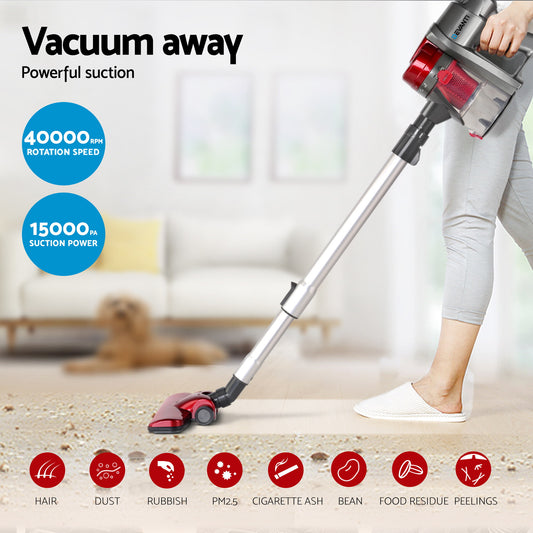 Devanti Stick Vacuum Cleaner Handheld Corded 450W Red