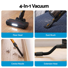 DEVANTI 30000Pa Cordless Stick Vacuum Cleaner 4-in-1 Handheld Vac, Gold