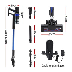 Devanti Stick Vacuum Cleaner Brushless Cordless 350W Blue