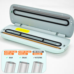 Smart Touch Vacuum Sealer with 40 Bags | -60kPa Suction Multi Function for Meat/Fish/Camping | Automatic Sealing BPA-Free ABS Anti-Leak Design