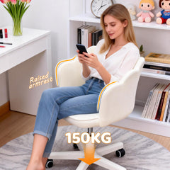 Swivel Vanity Chair Height Adjustable Upholstered Office Chair with Cushion Back And Universal Wheels for Living Room Bedroom Home Office Computer Chair