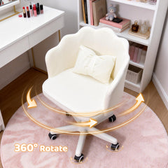 Swivel Vanity Chair Height Adjustable Upholstered Office Chair with Cushion Back And Universal Wheels for Living Room Bedroom Home Office Computer Chair