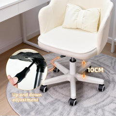 Swivel Vanity Chair Height Adjustable Upholstered Office Chair with Cushion Back And Universal Wheels for Living Room Bedroom Home Office Computer Chair