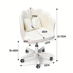 Swivel Vanity Chair Height Adjustable Upholstered Office Chair with Cushion Back And Universal Wheels for Living Room Bedroom Home Office Computer Chair