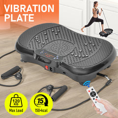 Vibration Plate Exercise Machine Lymphatic Drainage Machine 5 Modes with Remote Control and Resistance Bands for Weight Loss Toning Shaping Max Load 120kg