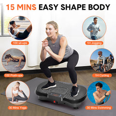 Vibration Plate Exercise Machine Lymphatic Drainage Machine 5 Modes with Remote Control and Resistance Bands for Weight Loss Toning Shaping Max Load 120kg