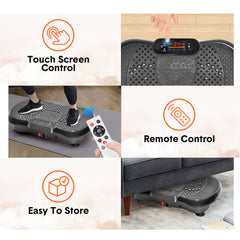 Vibration Plate Exercise Machine Lymphatic Drainage Machine 5 Modes with Remote Control and Resistance Bands for Weight Loss Toning Shaping Max Load 120kg