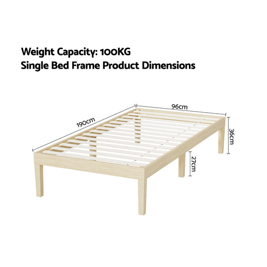 Artiss Bed Frame Single Size Wooden Base Mattress Platform Timber Pine BRUNO