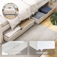 Artiss Bed Frame Queen Size Wooden Platform with 2 Storage Drawers White RIO